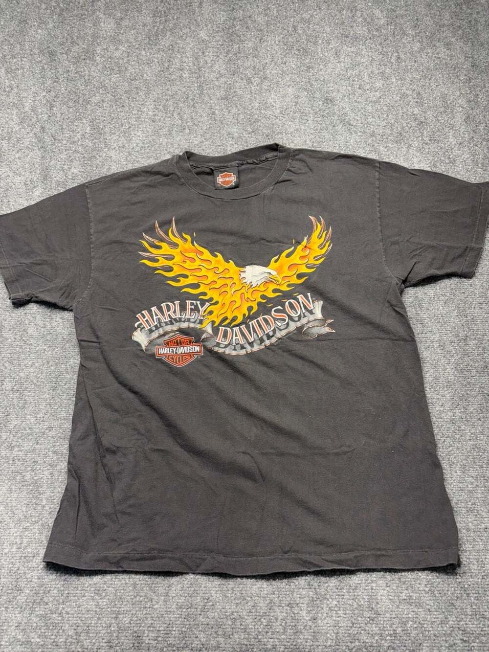 Vintage 1992 Harley-Davidson BLK Flaming Eagle T-Shirt Boswell's Nashville TN-XL